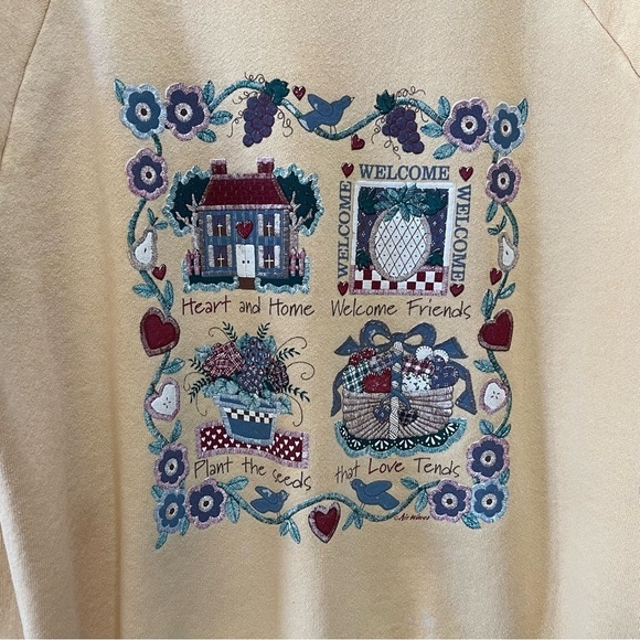 Fruit of The Loom Sweater Pullover Crew Vintage Floral Grandma Cottagecore Large - Picture 8 of 8